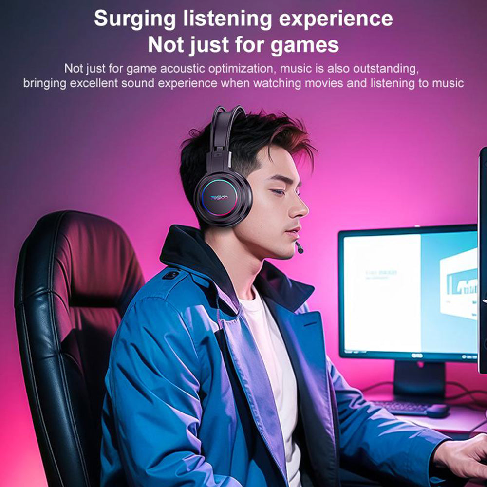 Gaming-hodetelefoner USB Yesido EK05, RGB, 1.2m, Svarte