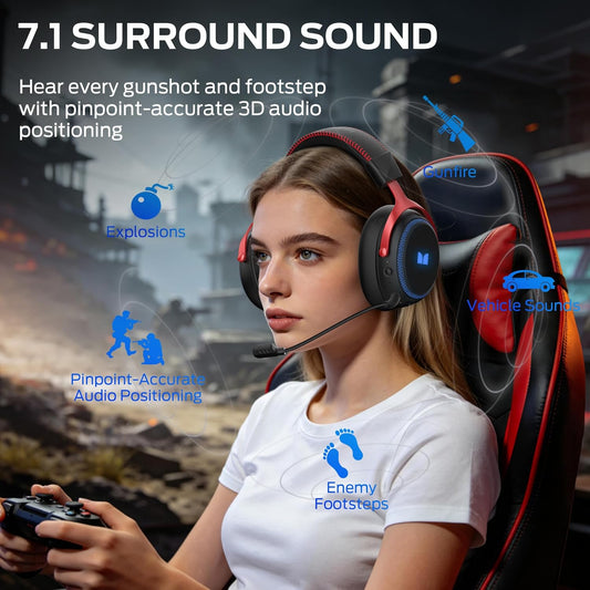 Trådløse gaminghodetelefoner Monster Mission 350, BT / Wi-Fi / Kablet, Svart
