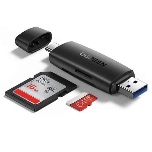 USB / USB-C-kortleser UGREEN CM304, SD - microSD, Svart