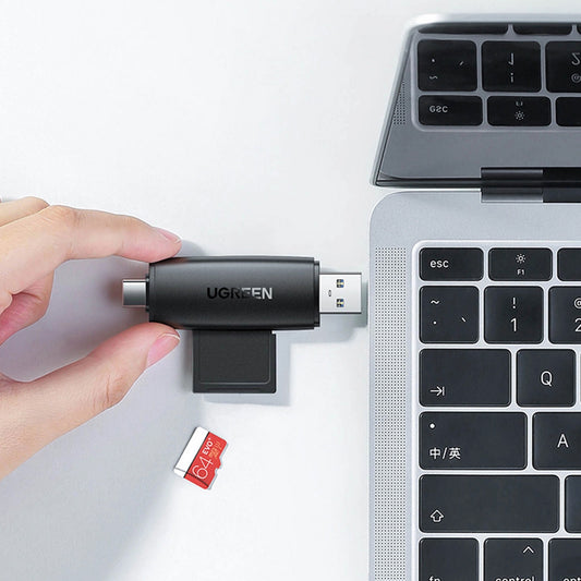 USB / USB-C-kortleser UGREEN CM304, SD - microSD, Svart