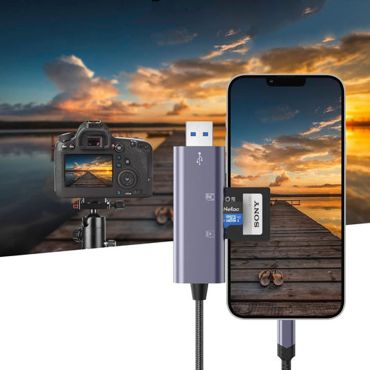 USB / Lightning-kortleser Tech-Protect Ultraboost, SD - microSD, Grå