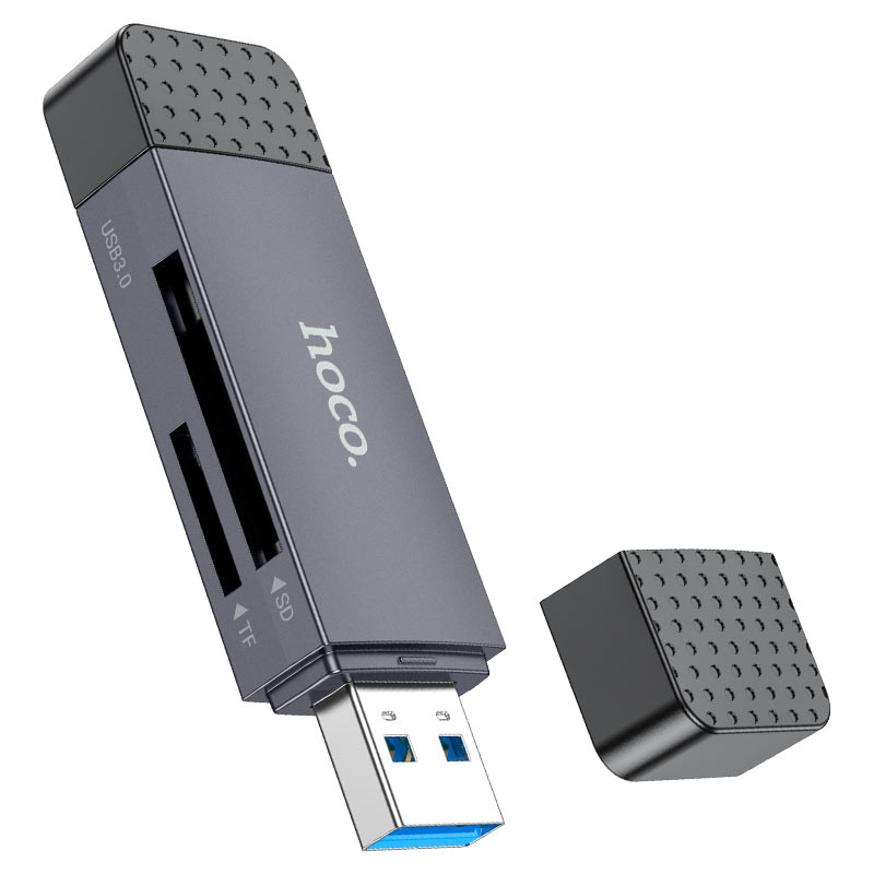 Kortleser USB 3.0 / USB-C HOCO HB45, SD - microSD, Grå
