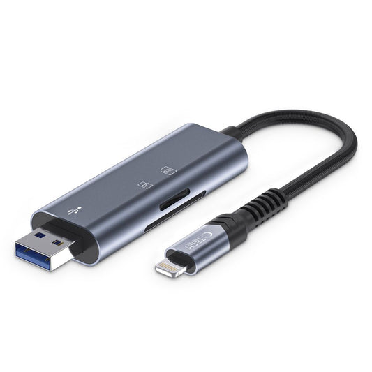 USB / Lightning-kortleser Tech-Protect Ultraboost, SD - microSD, Grå