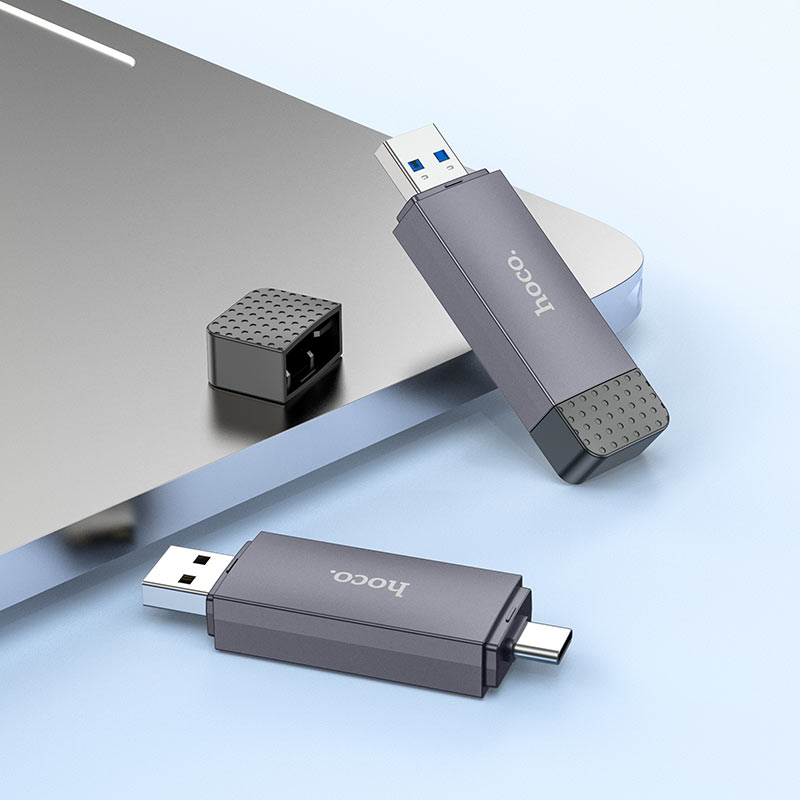 Kortleser USB 3.0 / USB-C HOCO HB45, SD - microSD, Grå