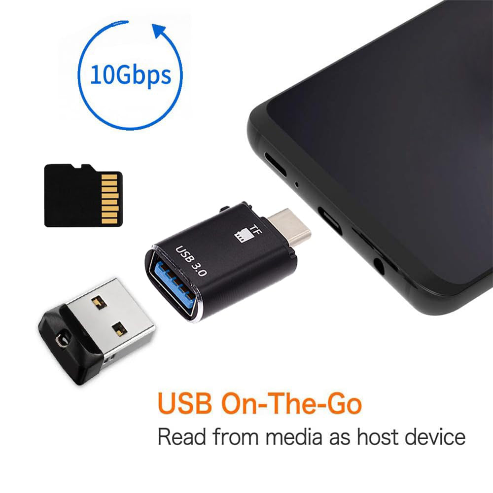 Kortleser USB-C Techsuit AluVoltX, USB-A (OTG) - microSD, Svart