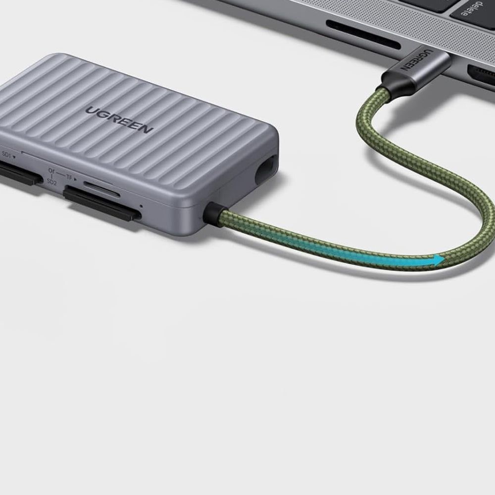 USB-C-kortleser med UGREEN 55886-organisator, 2 x SD - microSD, Grå