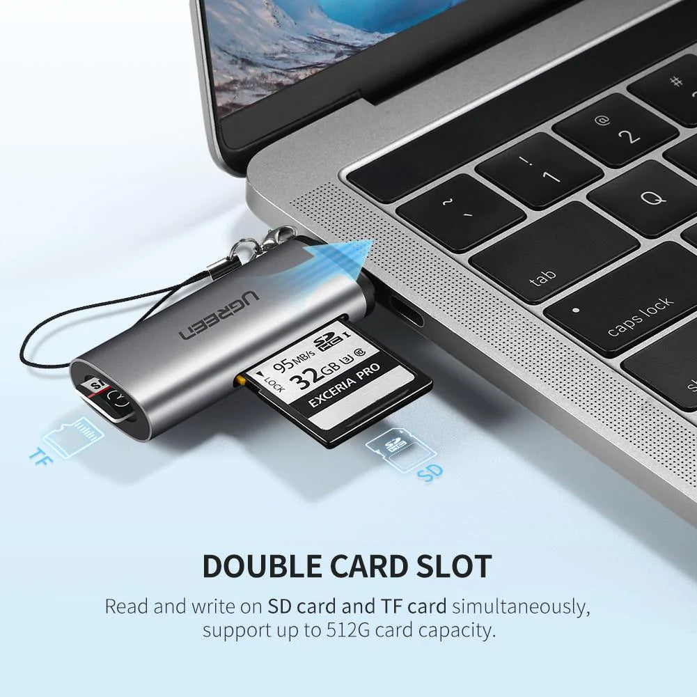 Kortleser USB-C UGREEN CM184, SD - microSD, Grå