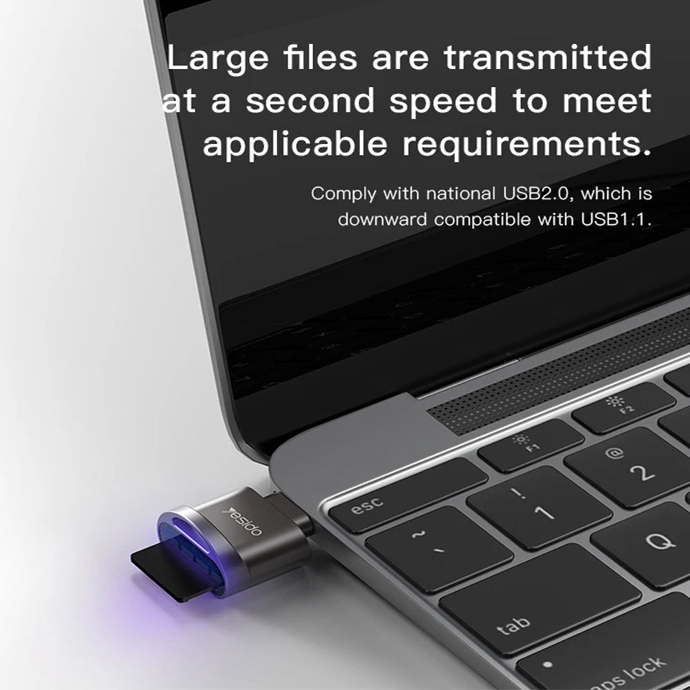 Kortleser USB-C Yesido GS19, microSD, Grå