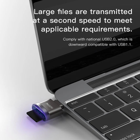 Kortleser USB-C Yesido GS19, USB-A (OTG) - microSD, Grå