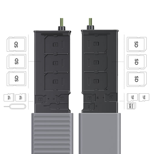 Kortleser USB / USB-C med Organizer UGREEN CM856 (55899), 2 x SD - microSD, Grå