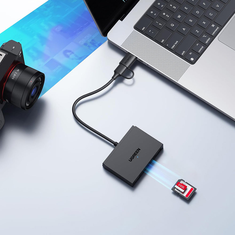 Kortleser USB / USB-C UGREEN CM812 (45167), SD - microSD - 2 x USB-A, Svart