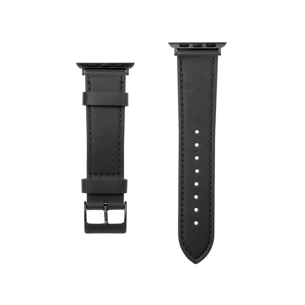 Fixed Leather reim for Apple Watch 42mm / 41mm / 40mm / 38mm Series, Svart