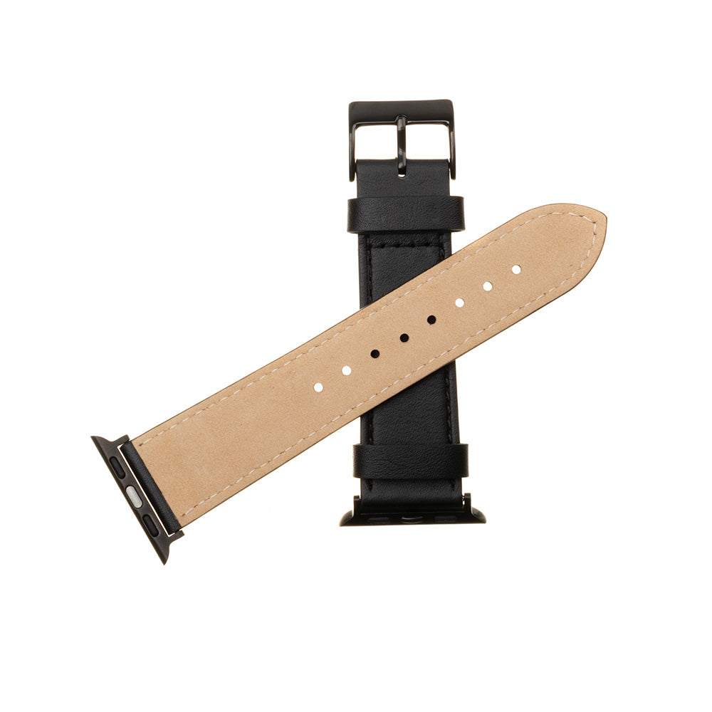 Fixed Leather reim for Apple Watch 42mm / 41mm / 40mm / 38mm Series, Svart