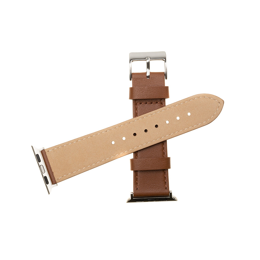 Fixed Leather reim for Apple Watch 49mm / 46mm / 45mm / 44mm / 42mm Series, Brun