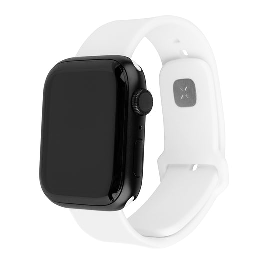 Fixed Silicone Sporty reim for Apple Watch 49mm / 46mm / 45mm / 44mm / 42mm Series, Hvit