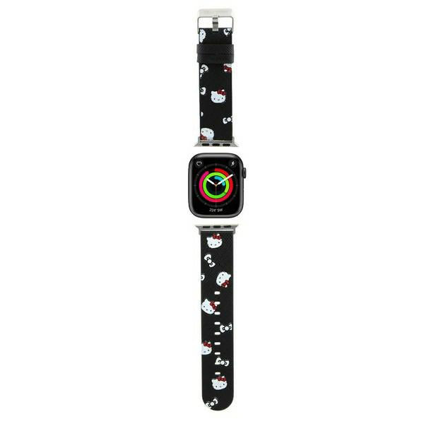 Hello Kitty Leather Kitty & Bows reim for Apple Watch 42mm / 41mm / 40mm / 38mm Series, Svart