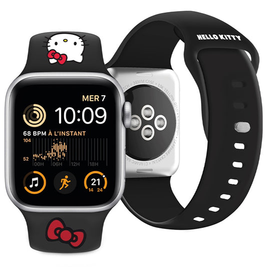 Hello Kitty silikonrem Kitty Head for Apple Watch 49mm / 46mm / 45mm / 44mm / 42mm Series, Svart