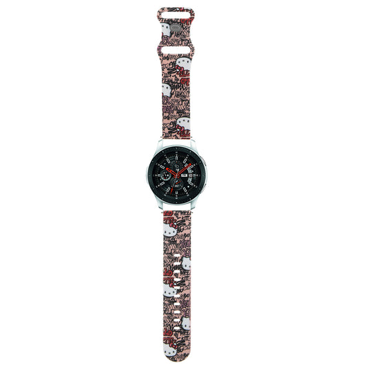 Hello Kitty silikonrem med graffiti-merker for Samsung Galaxy Watch / Huawei Watch 46mm / 45mm / 41mm-serien, Rosa