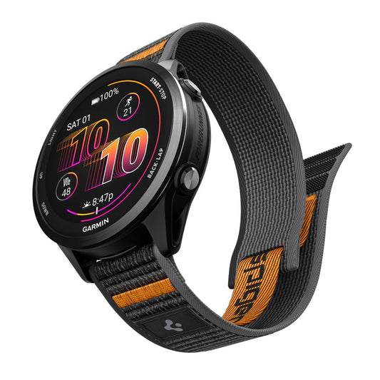 Spigen Athlex Air 2 rem for Garmin Watch Venu / Forerunner Series, 22mm, svart oransje AMP11425