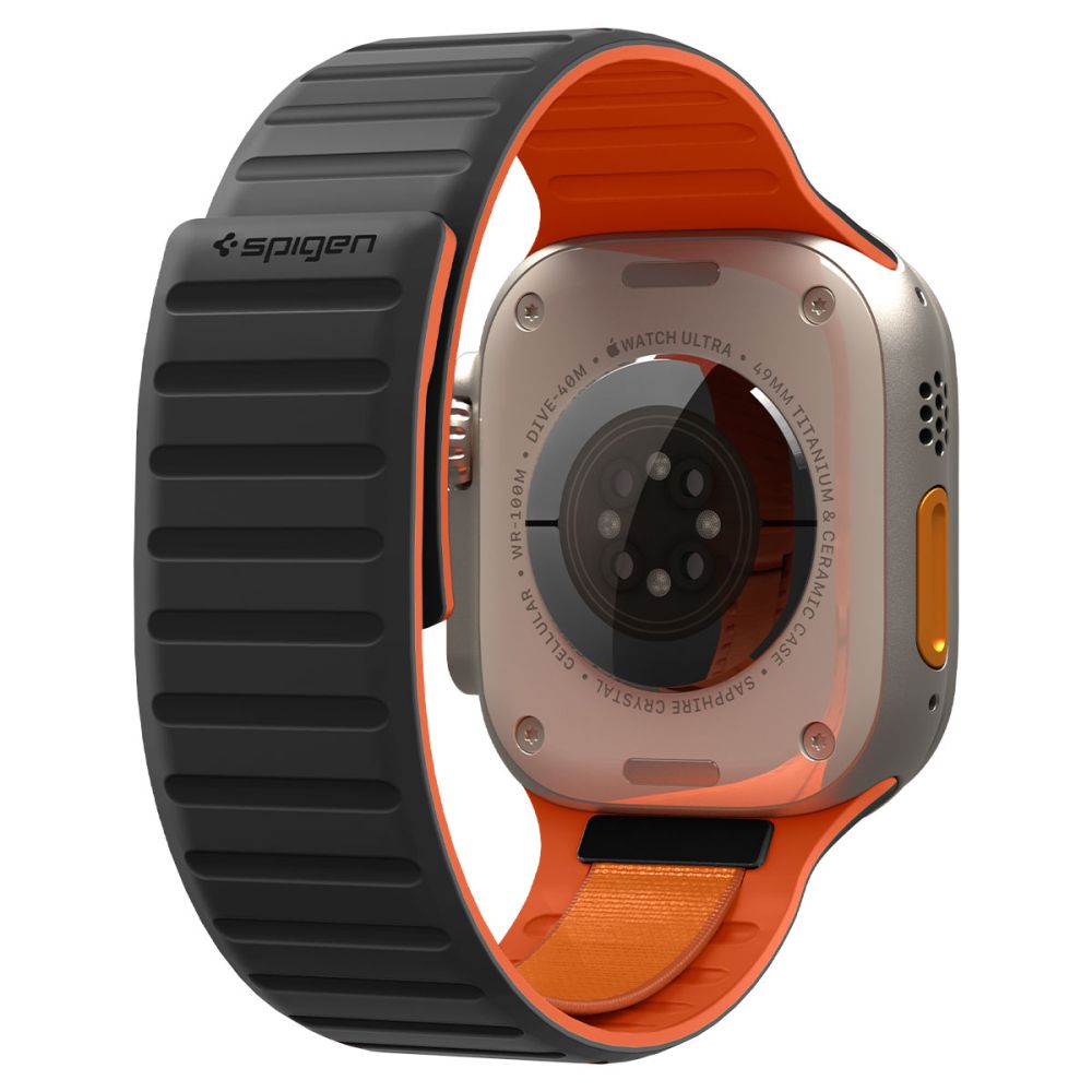 Spigen Athlex Air M rem for Apple Watch 49mm / 46mm / 45mm / 44mm-serien, svart oransje AMP11534