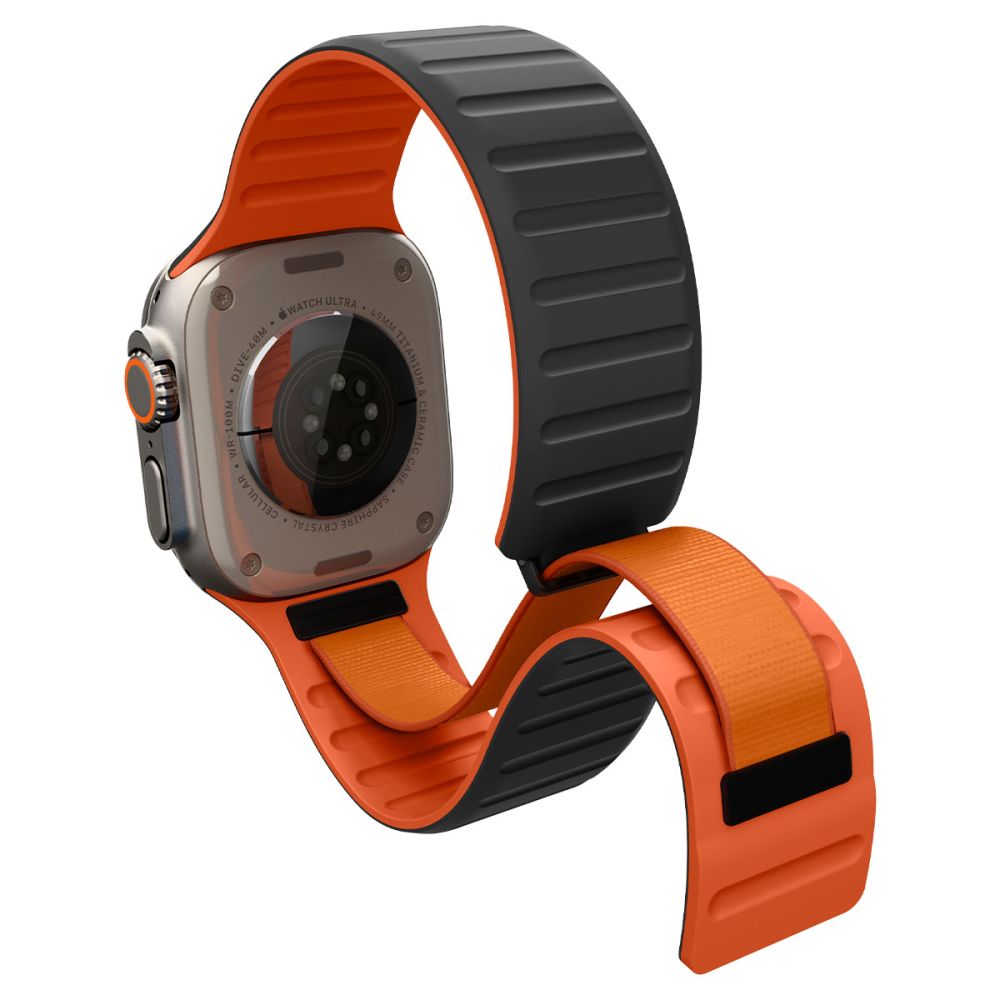 Spigen Athlex Air M rem for Apple Watch 49mm / 46mm / 45mm / 44mm-serien, svart oransje AMP11534
