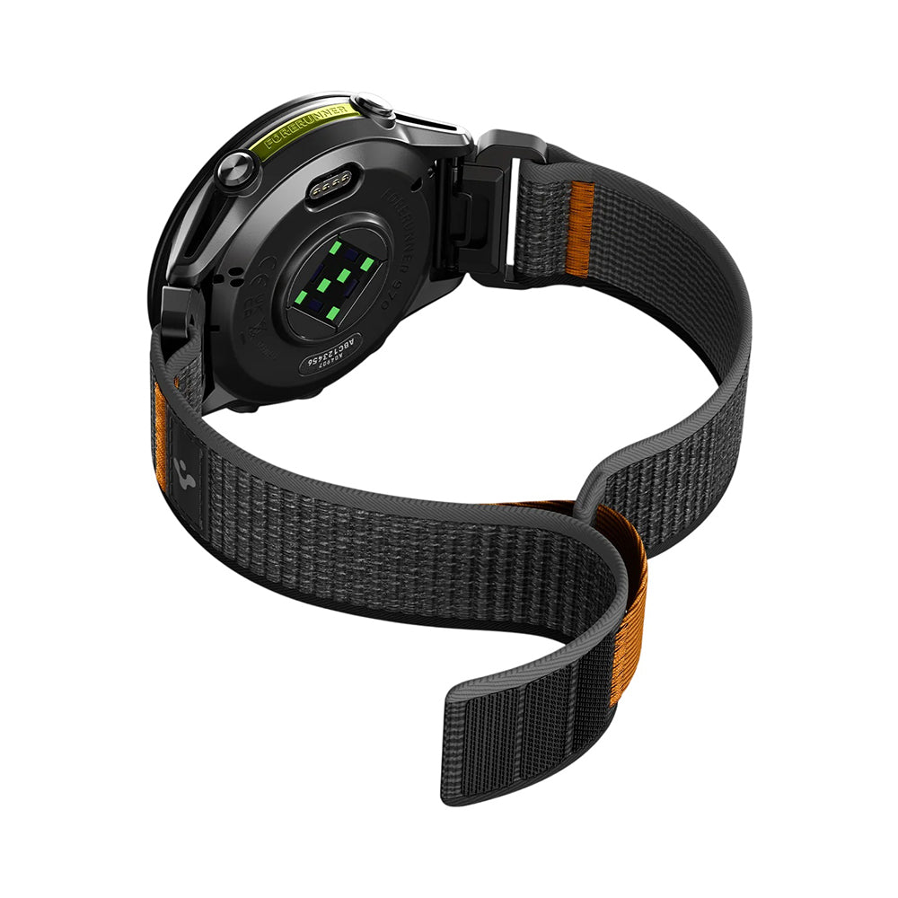 Spigen Athlex Air rem for Garmin Watch Fenix / Forerunner / Approach Series, 22mm, svart oransje AMP11426