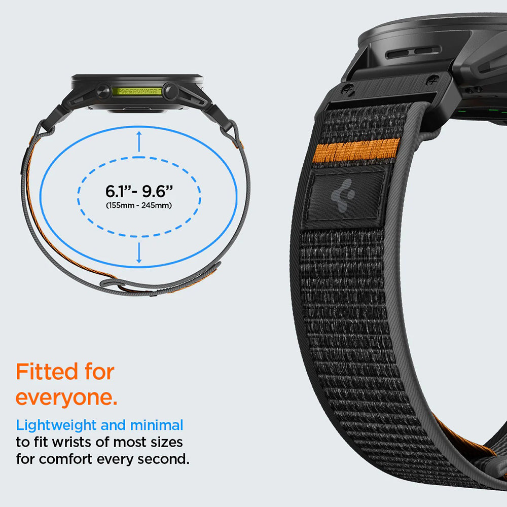 Spigen Athlex Air rem for Garmin Watch Fenix / Forerunner / Approach Series, 22mm, svart oransje AMP11426