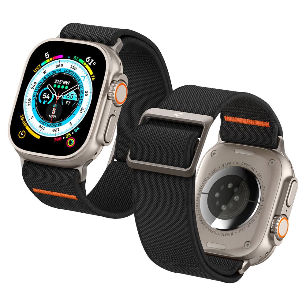 Spigen Fit Lite Ultra reim for Apple Watch 49mm / 46mm / 45mm / 44mm / 42mm Series, Svart AMP05983