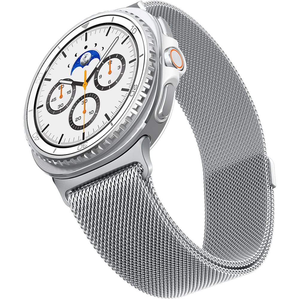 Spigen Metal Fit-rem for Samsung Galaxy Watch9 / Watch8 / Watch8 Classic Series, Sølv AMP10121