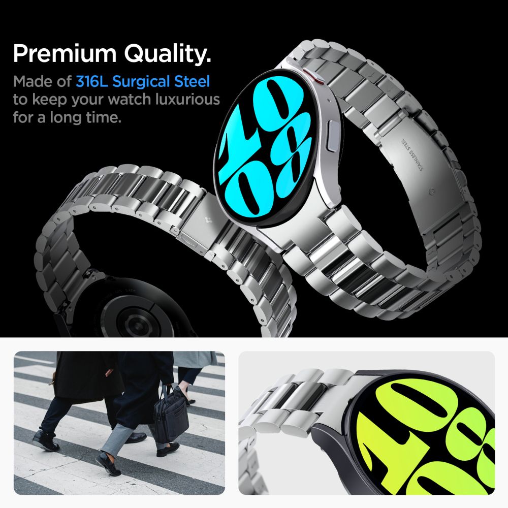 Spigen Modern Fit rem for Samsung Galaxy Watch6 44mm, Sølv AMP06498