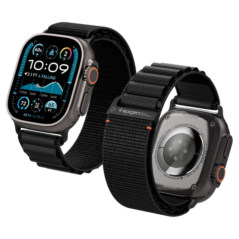 Spigen WBF1 reim for Apple Watch 49mm / 46mm / 45mm / 44mm Series, Svart AMP10144