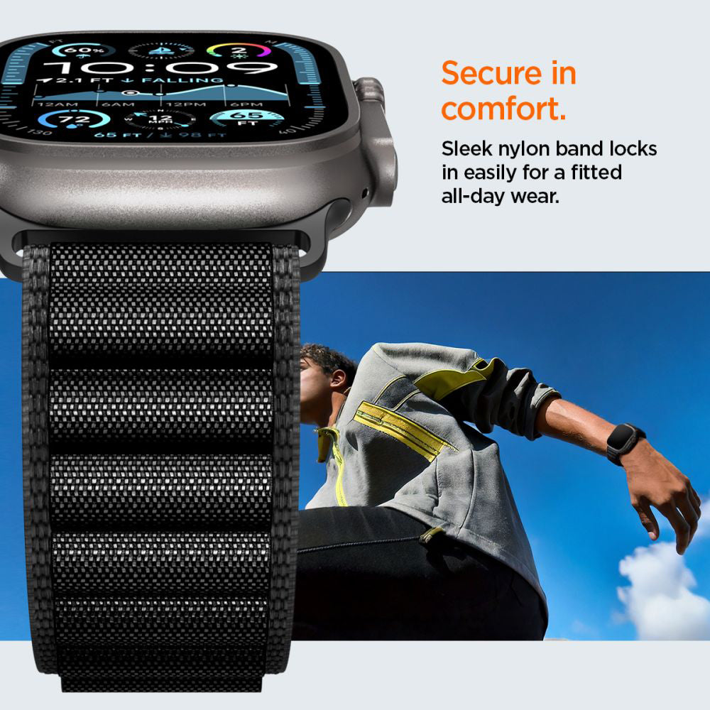 Spigen WBF1 reim for Apple Watch 49mm / 46mm / 45mm / 44mm Series, Svart AMP10144