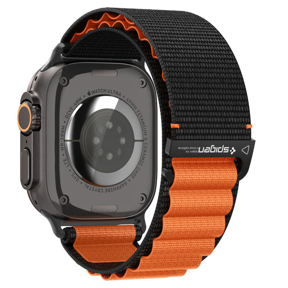 Spigen WBF1 reim for Apple Watch 49mm / 46mm / 45mm / 44mm Series, Svart Oransje AMP10145