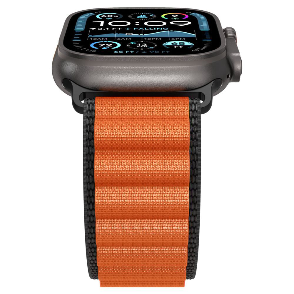 Spigen WBF1 reim for Apple Watch 49mm / 46mm / 45mm / 44mm Series, Svart Oransje AMP10145