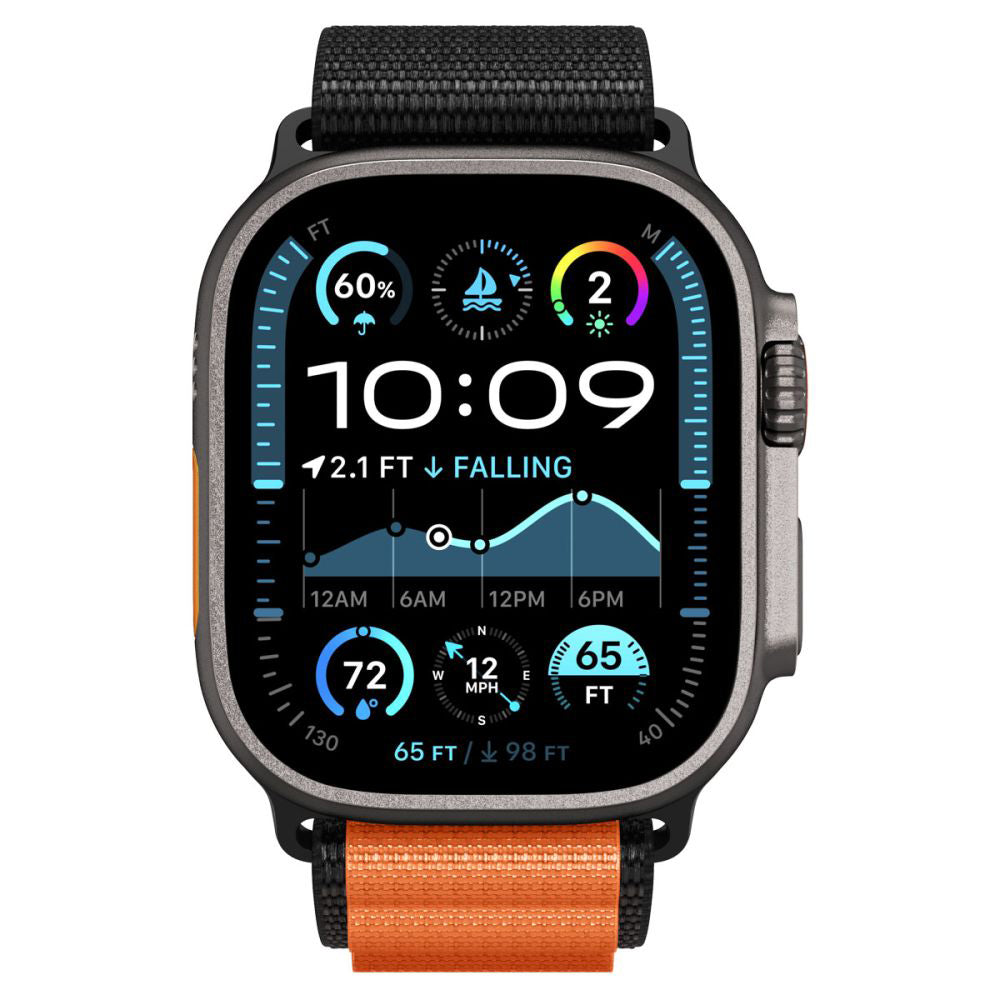 Spigen WBF1 reim for Apple Watch 49mm / 46mm / 45mm / 44mm Series, Svart Oransje AMP10145