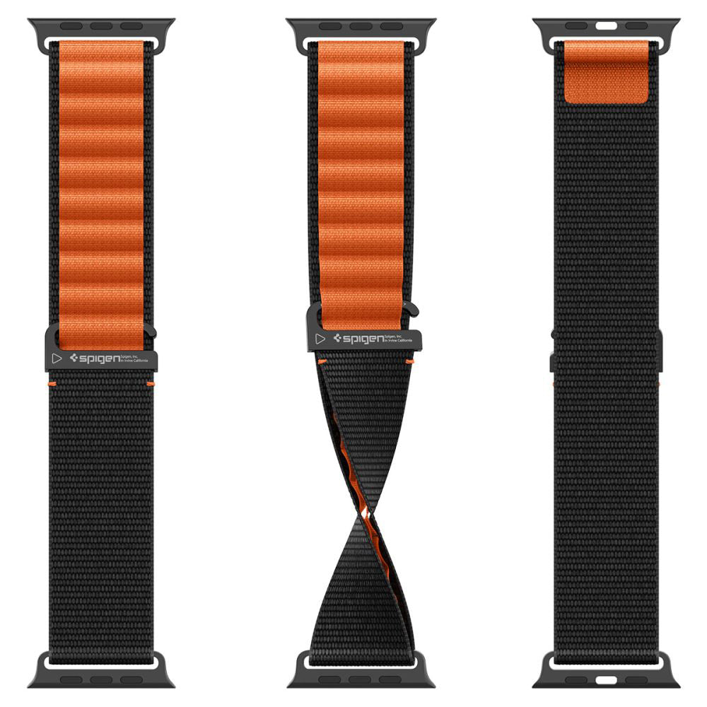 Spigen WBF1 reim for Apple Watch 49mm / 46mm / 45mm / 44mm Series, Svart Oransje AMP10145