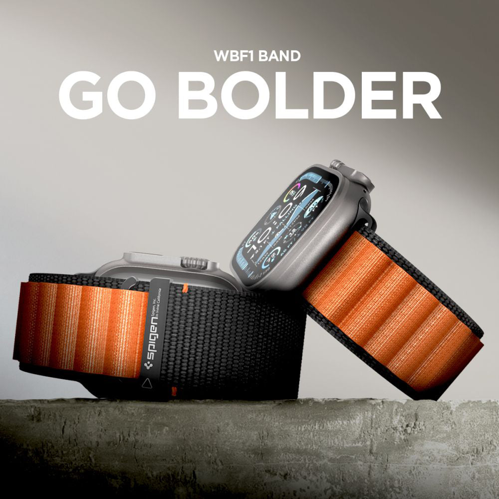 Spigen WBF1 reim for Apple Watch 49mm / 46mm / 45mm / 44mm Series, Svart Oransje AMP10145