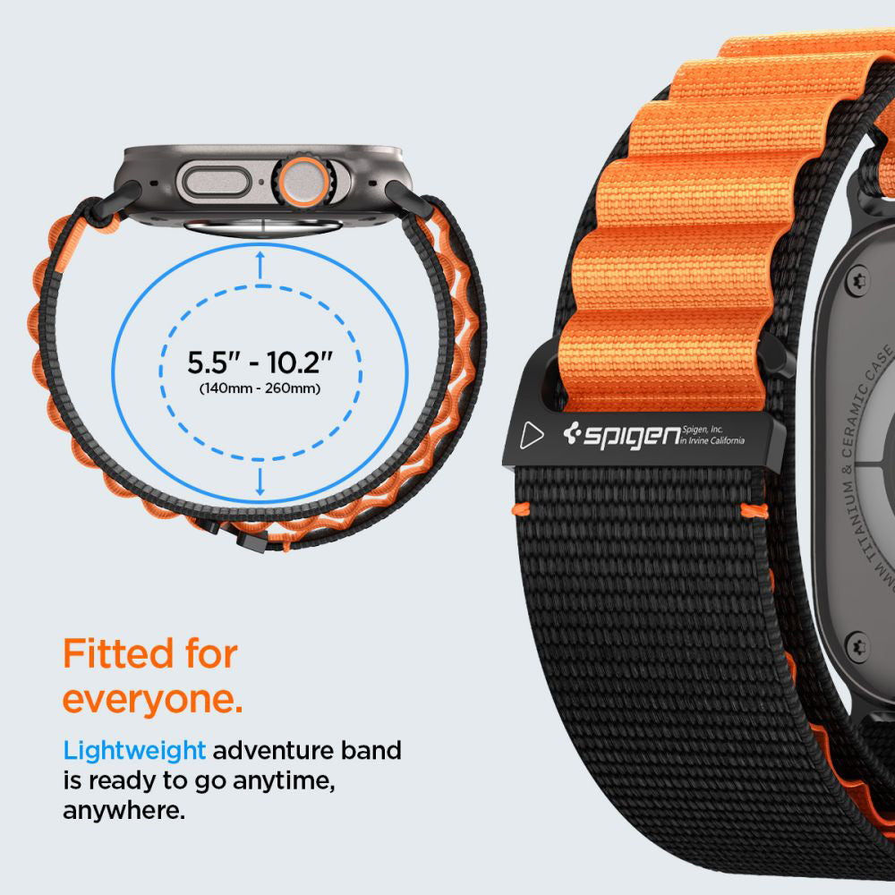 Spigen WBF1 reim for Apple Watch 49mm / 46mm / 45mm / 44mm Series, Svart Oransje AMP10145