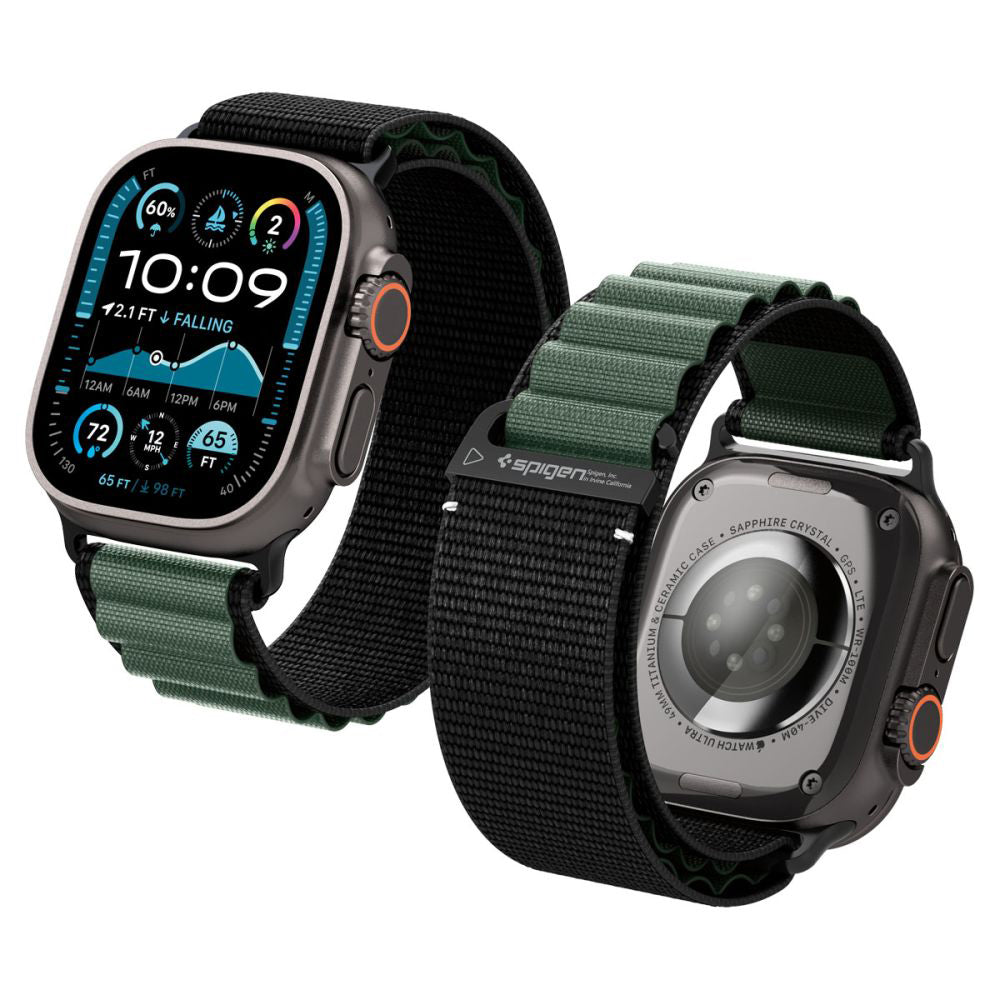 Spigen WBF1 reim for Apple Watch 49mm / 46mm / 45mm / 44mm Series, Svart Grønn AMP10223