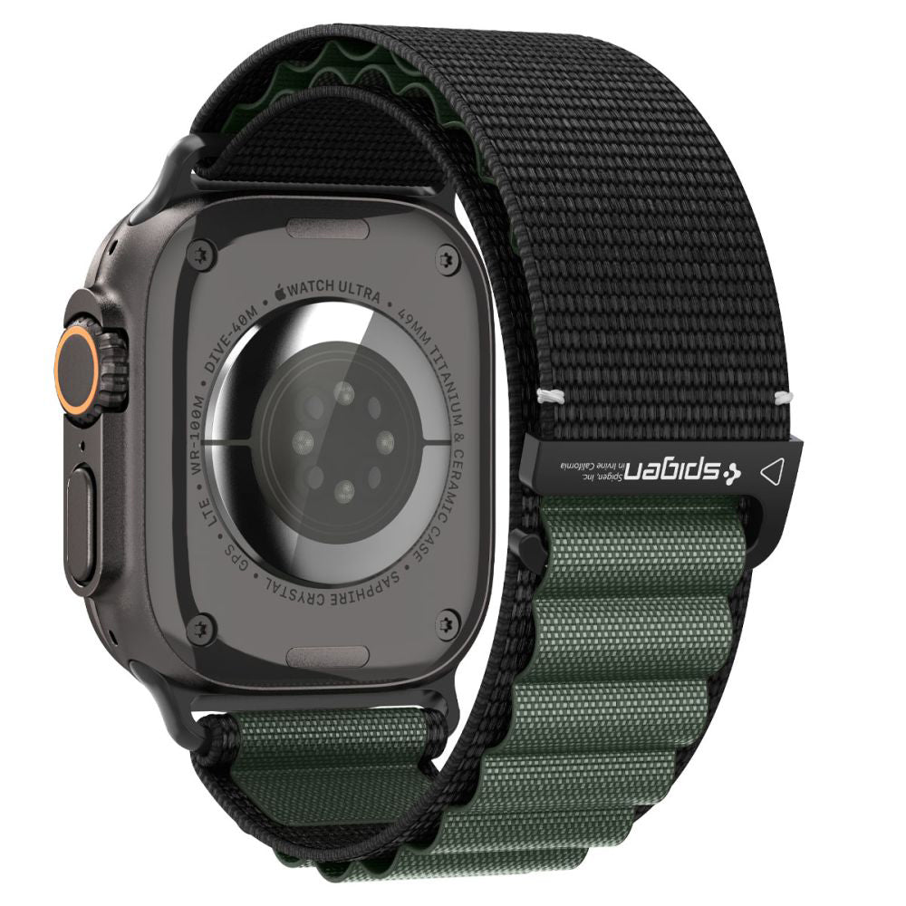 Spigen WBF1 reim for Apple Watch 49mm / 46mm / 45mm / 44mm Series, Svart Grønn AMP10223
