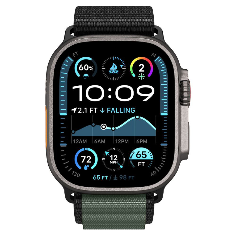 Spigen WBF1 reim for Apple Watch 49mm / 46mm / 45mm / 44mm Series, Svart Grønn AMP10223