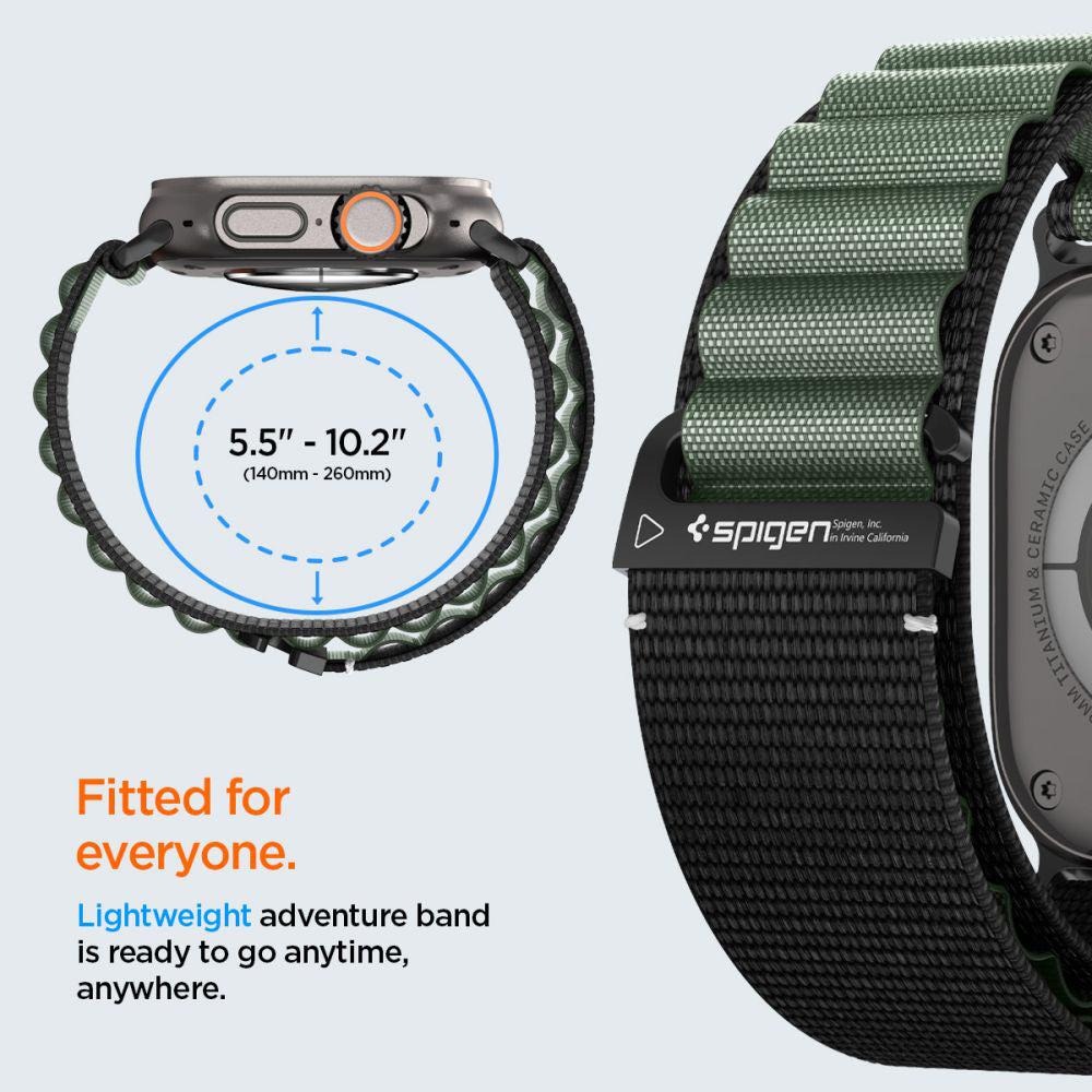 Spigen WBF1 reim for Apple Watch 49mm / 46mm / 45mm / 44mm Series, Svart Grønn AMP10223