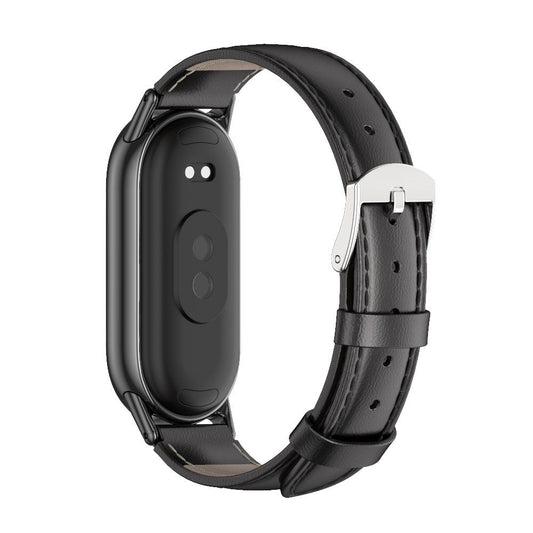 Tech-Protect Leatherfit-stropp for Xiaomi Smart Band 8/9, svart