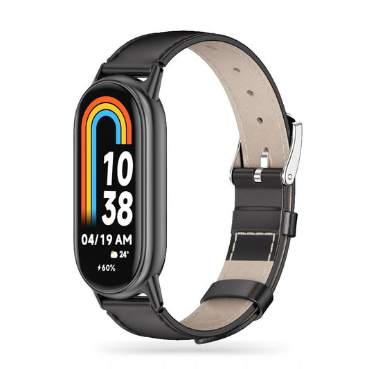 Tech-Protect Leatherfit-stropp for Xiaomi Smart Band 8/9, svart