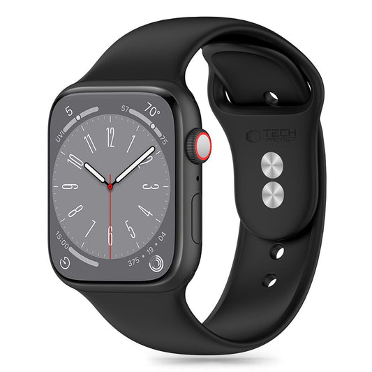 Tech-Protect silikonrem for Apple Watch 49mm / 45mm / 44mm / 42mm-serien, svart