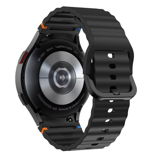 Tech-Protect silikon sportsarmbånd til Samsung Galaxy Watch7 / Watch FE / Watch6 / Watch5 / Watch4-serien, svart