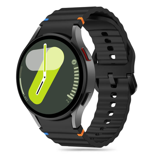 Tech-Protect silikon sportsarmbånd til Samsung Galaxy Watch7 / Watch FE / Watch6 / Watch5 / Watch4-serien, svart