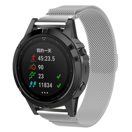 Techsuit W009 reim for Garmin Watch Fenix / Forerunner Series, 22mm, Sølv