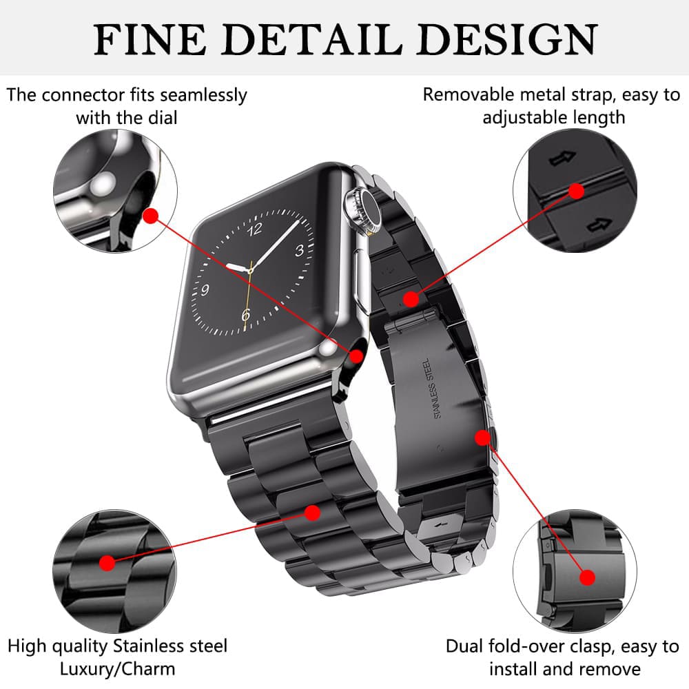 Techsuit W036 reim for Apple Watch 49mm / 46mm / 45mm / 44mm / 42mm Series, Svart
