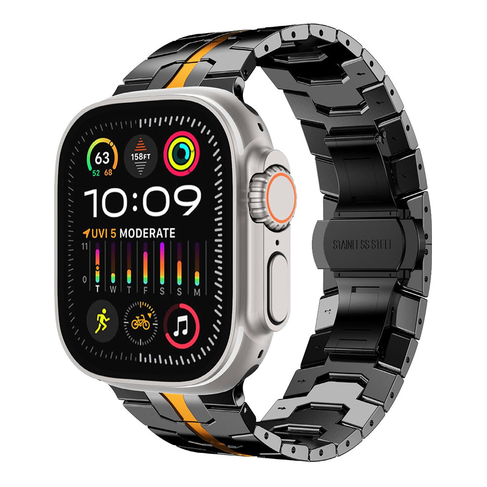 Techsuit W063 reim for Apple Watch 49mm / 46mm / 45mm / 44mm / 42mm Series, Svart Oransje